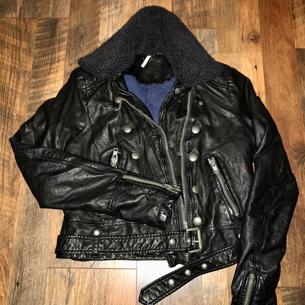 Free People black leather jacket size S